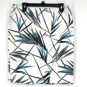 White House Black Market Tropical Print Cotton Piqué Skirt Sz 10 Lined WHBM